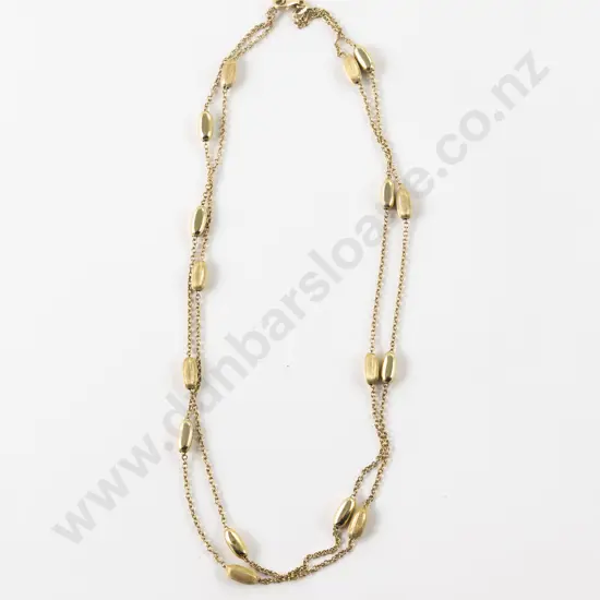 14ct Fine Double Trace Link and Beaded Neck Chain