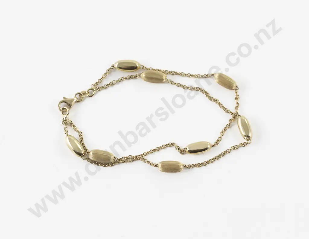 14ct Fine Trace Link and Beaded Bracelet Image 1++
