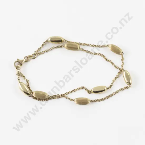 14ct Fine Trace Link and Beaded Bracelet