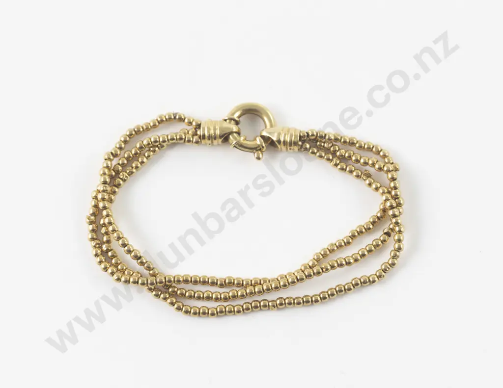18ct Triple Strand Bead Link Bracelet Image 1++