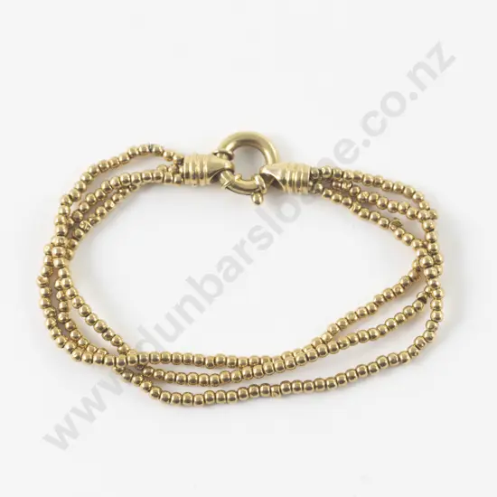 18ct Triple Strand Bead Link Bracelet