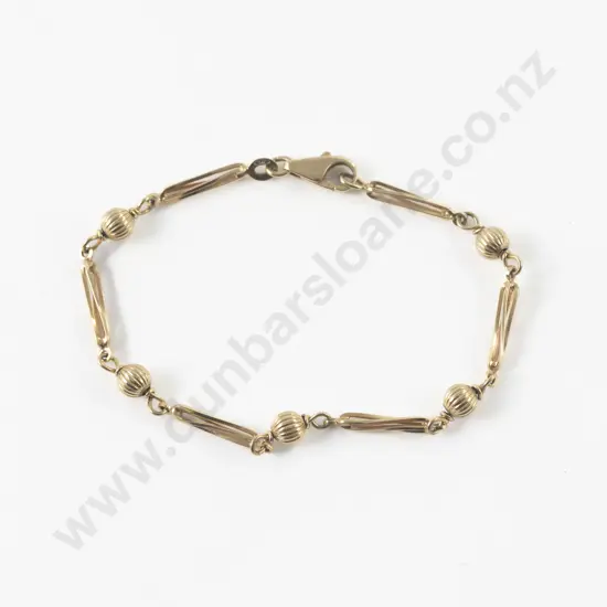 9ct Fancy Rail and Bead Link Bracelet