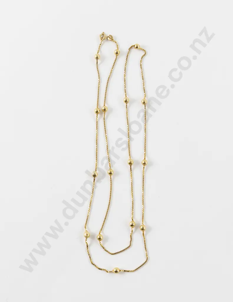 18ct Fine Box and Bead Link Neck Chain Image 1++