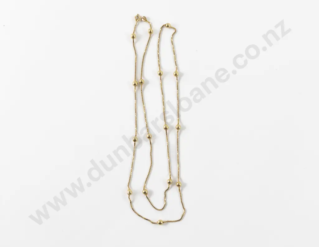 18ct Fine Box and Bead Link Neck Chain Image 1++