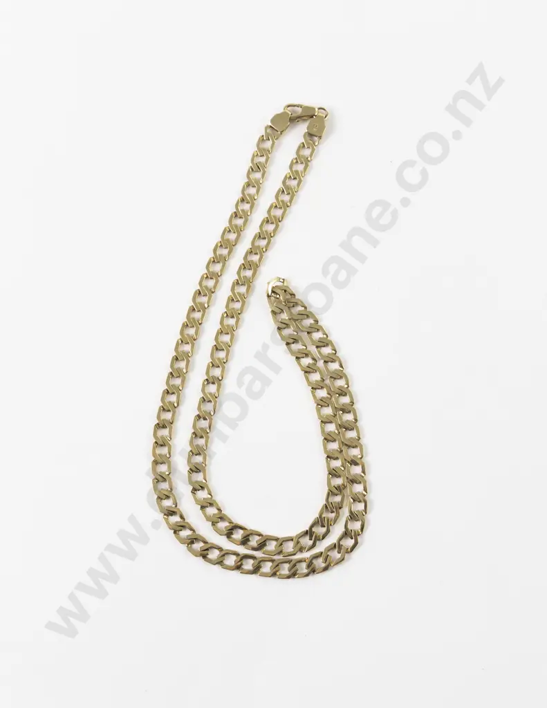 9ct Modern Flat Curb Link Neck Chain Image 1++