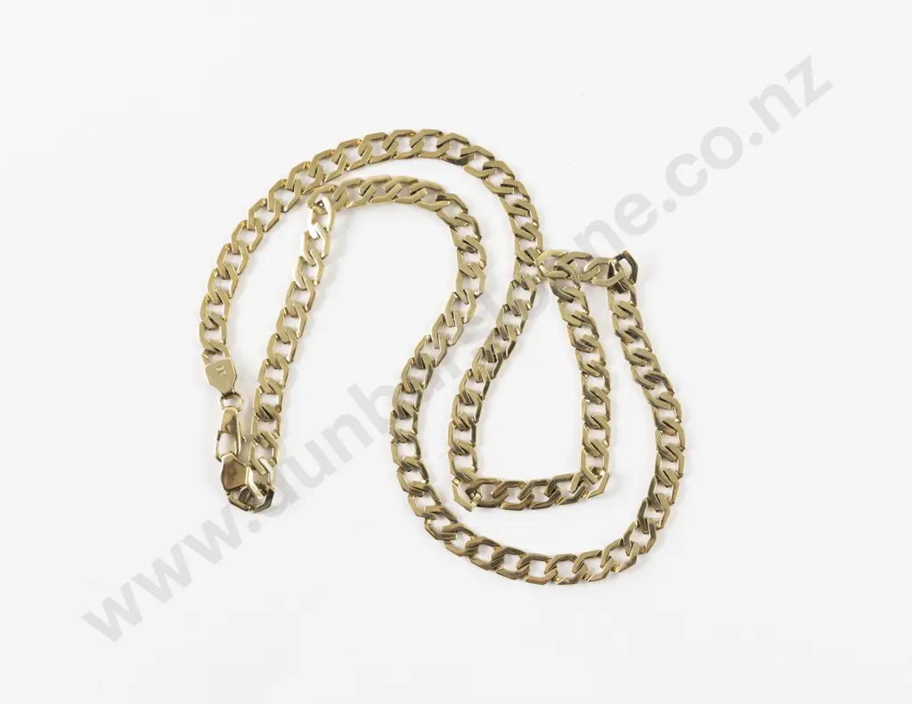 9ct Modern Flat Curb Link Neck Chain Image 1++