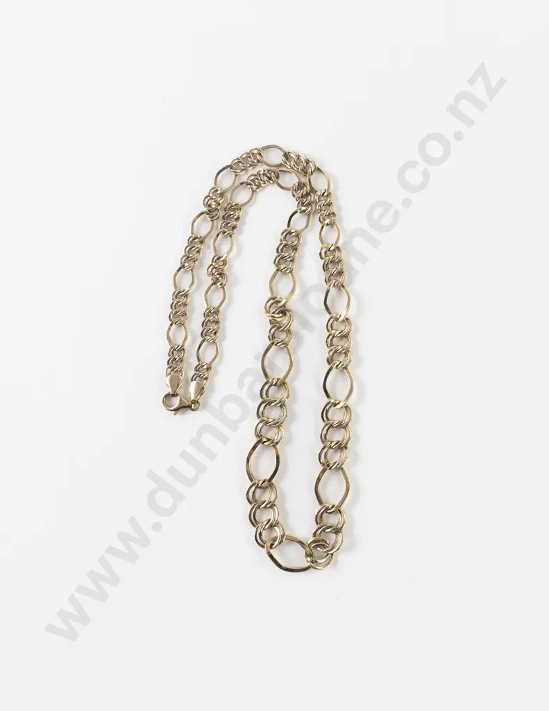 9ct Mixed Curb Link Neck Chain Image 1++