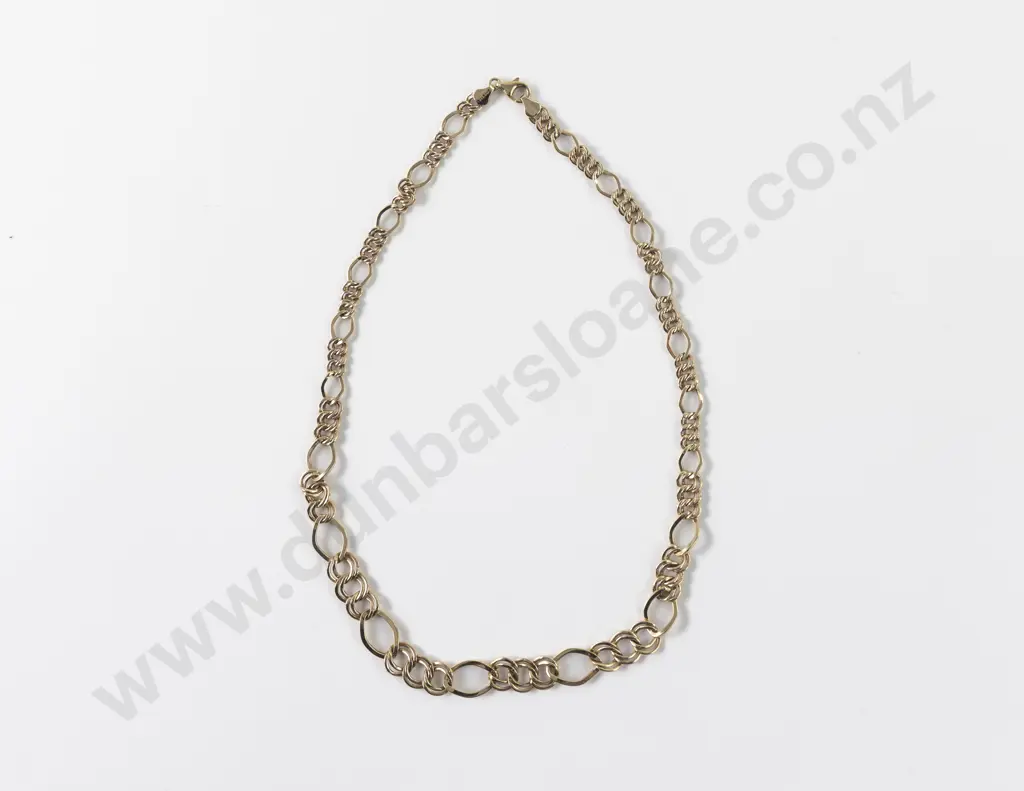 9ct Mixed Curb Link Neck Chain Image 1++