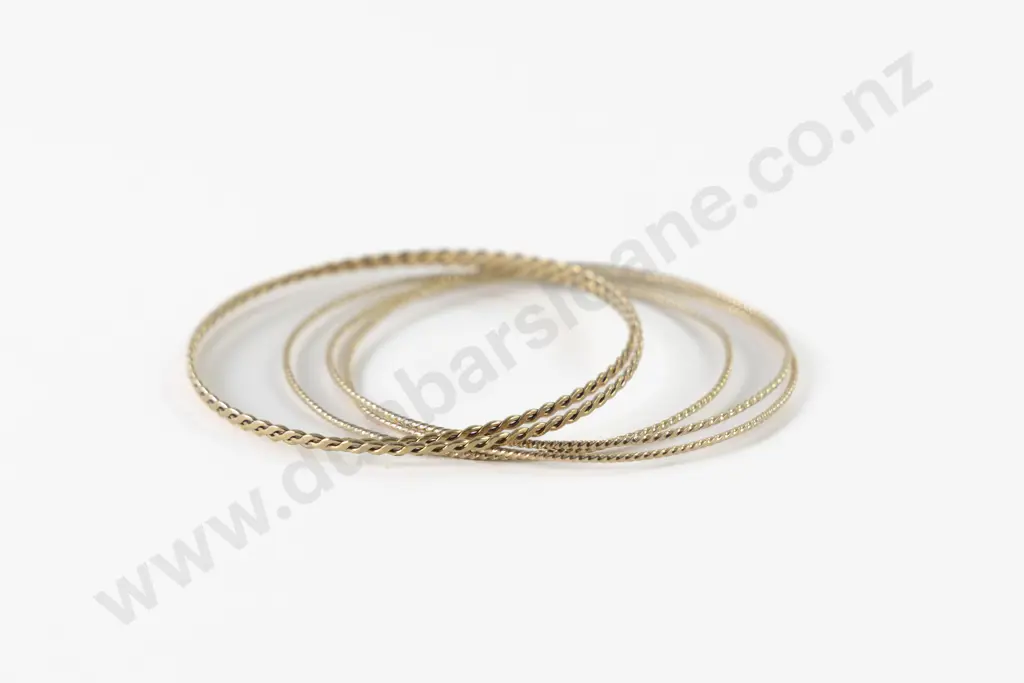 Five Thin 9ct Bangles Image 1++