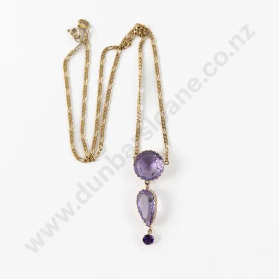 9ct Three Stone Amethyst Pendant