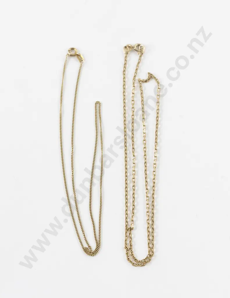 Two 9ct Fine Curb Link Neck Chains Image 1++