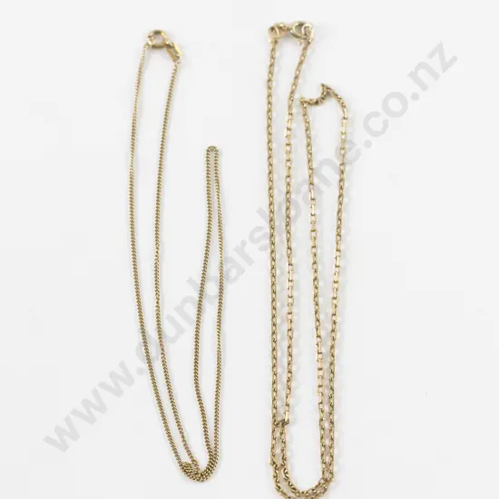 Two 9ct Fine Curb Link Neck Chains