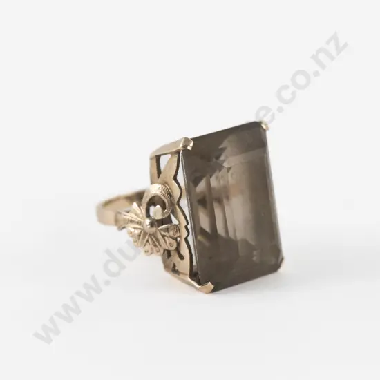 9ct Single Smoky Quartz Dress Ring