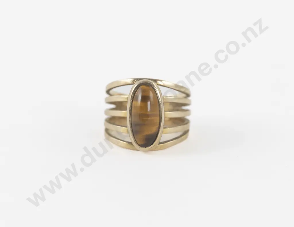 9ct Single Tiger Eye Ring Image 1++