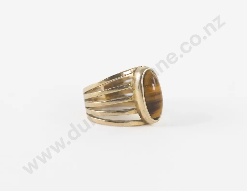 9ct Single Tiger Eye Ring Image 1++