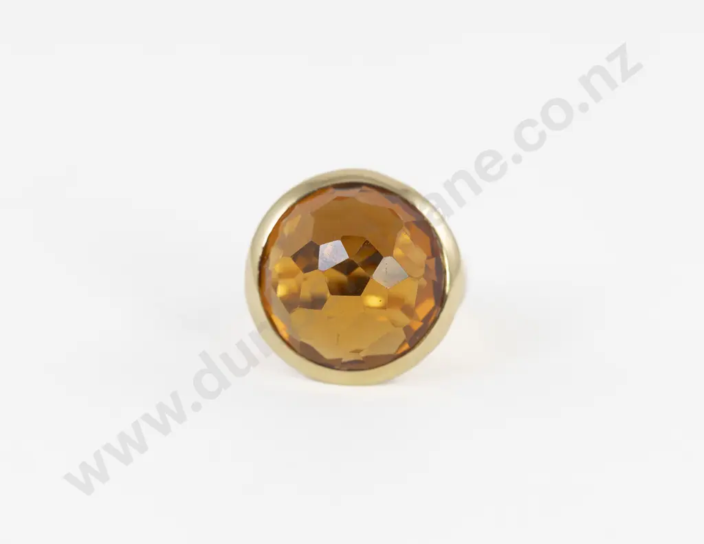 14ct Single Amber Quartz Dress Ring Image 1++