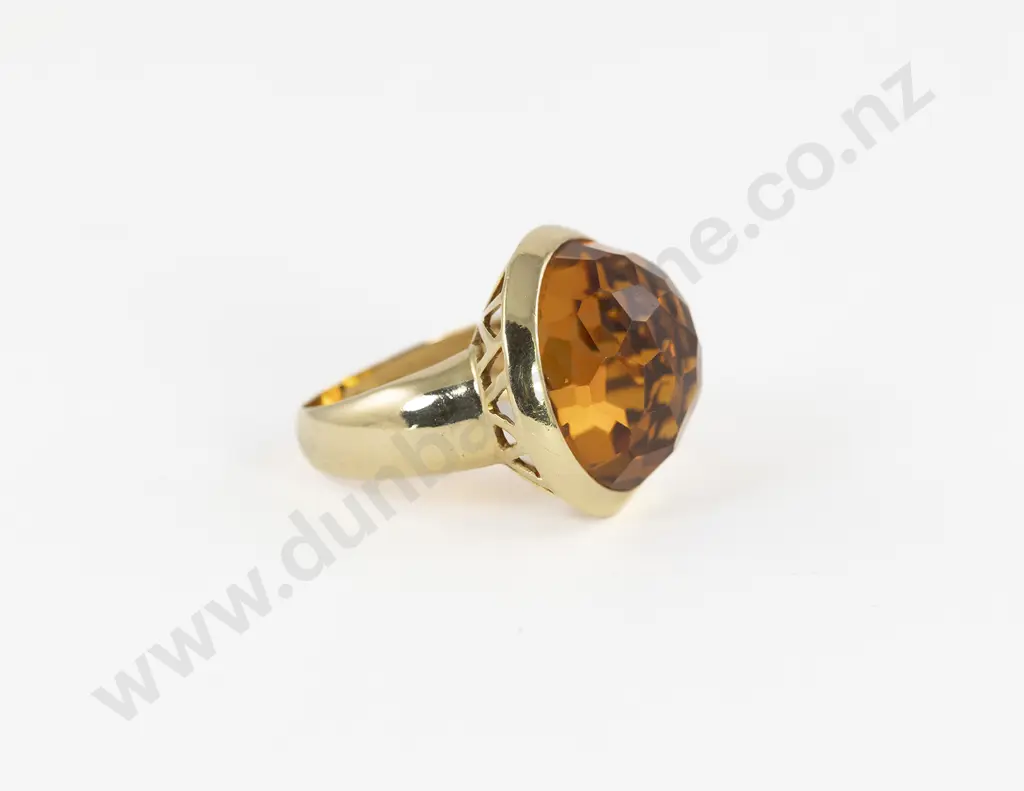 14ct Single Amber Quartz Dress Ring Image 1++
