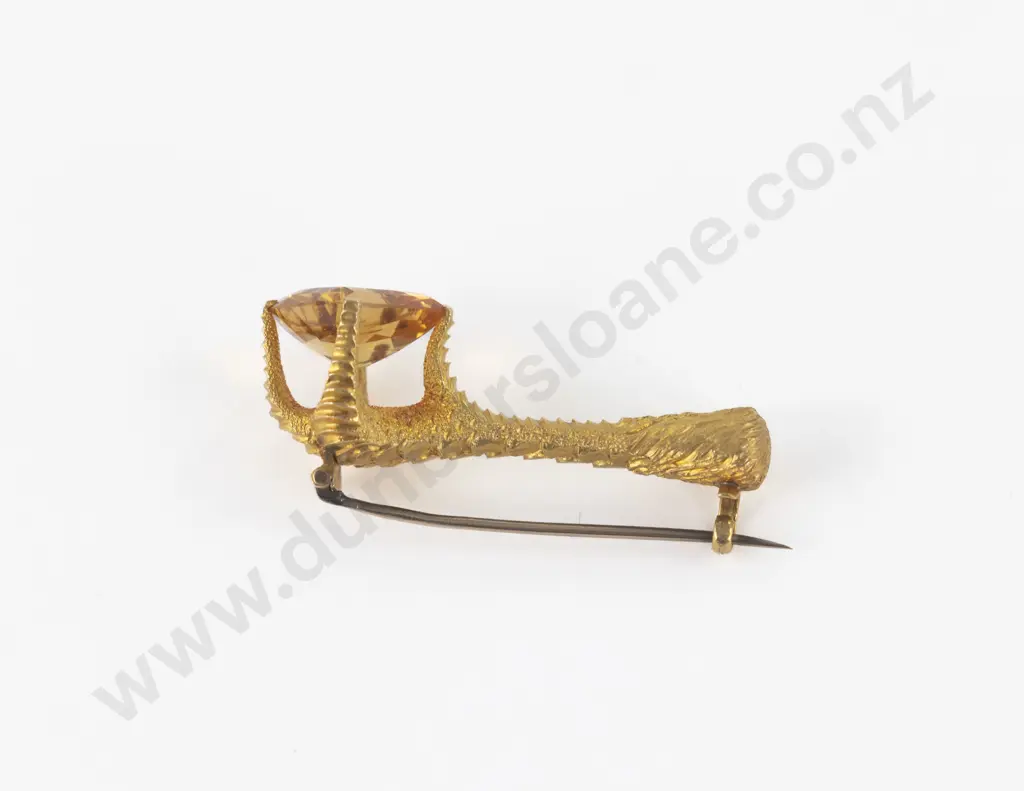 18ct Single Stone Orange Topaz Claw Brooch Image 1++