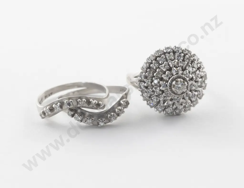 10ct White Gold 62Stone Diamond Princess Dress Ring Image 1++