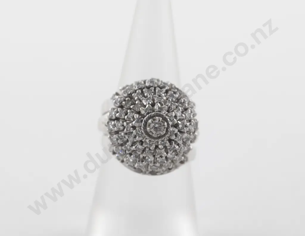 10ct White Gold 62Stone Diamond Princess Dress Ring Image 1++