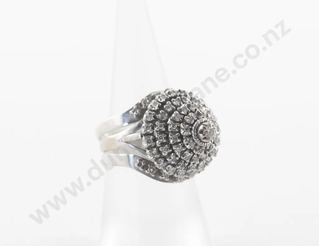 10ct White Gold 62Stone Diamond Princess Dress Ring Image 1++