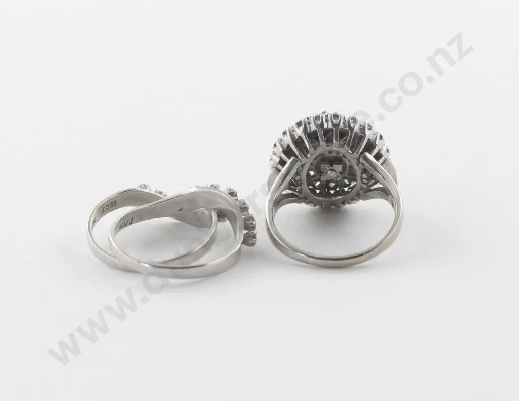 10ct White Gold 62Stone Diamond Princess Dress Ring Image 1++