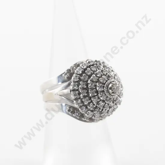 10ct White Gold 62Stone Diamond Princess Dress Ring