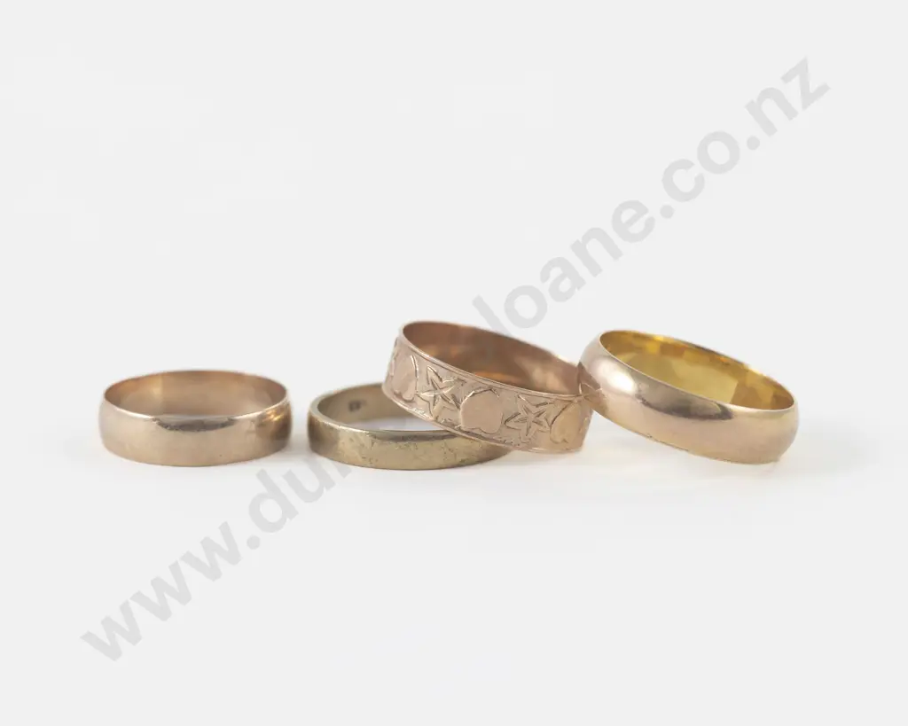 Four 9ct Plain Wedding Bands Image 1++