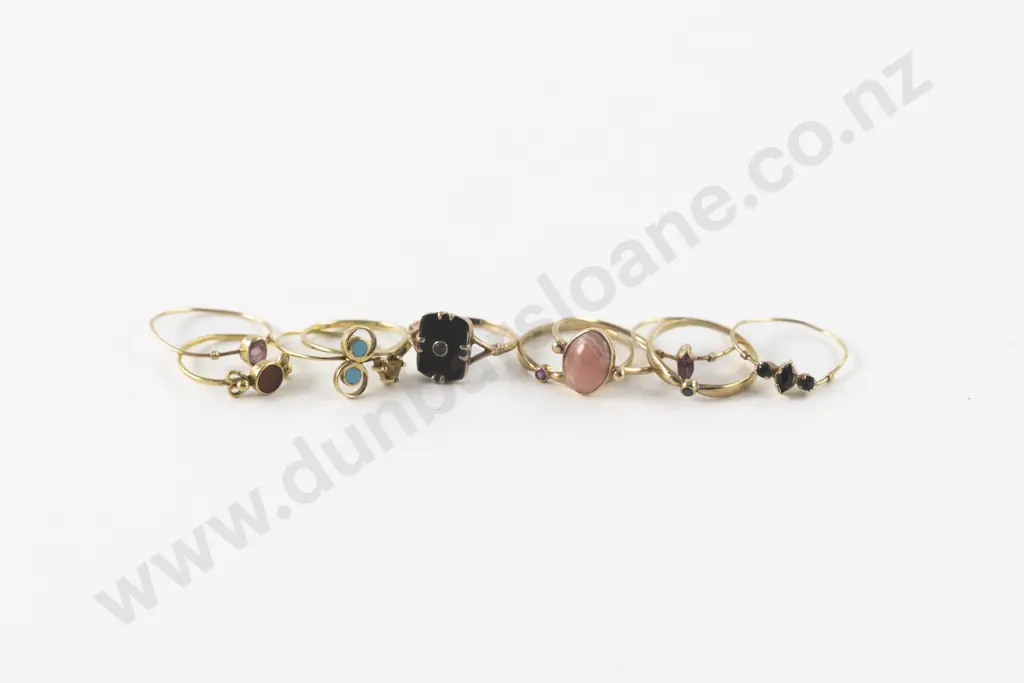 Ten 9ct Gem Set Rings Image 1++