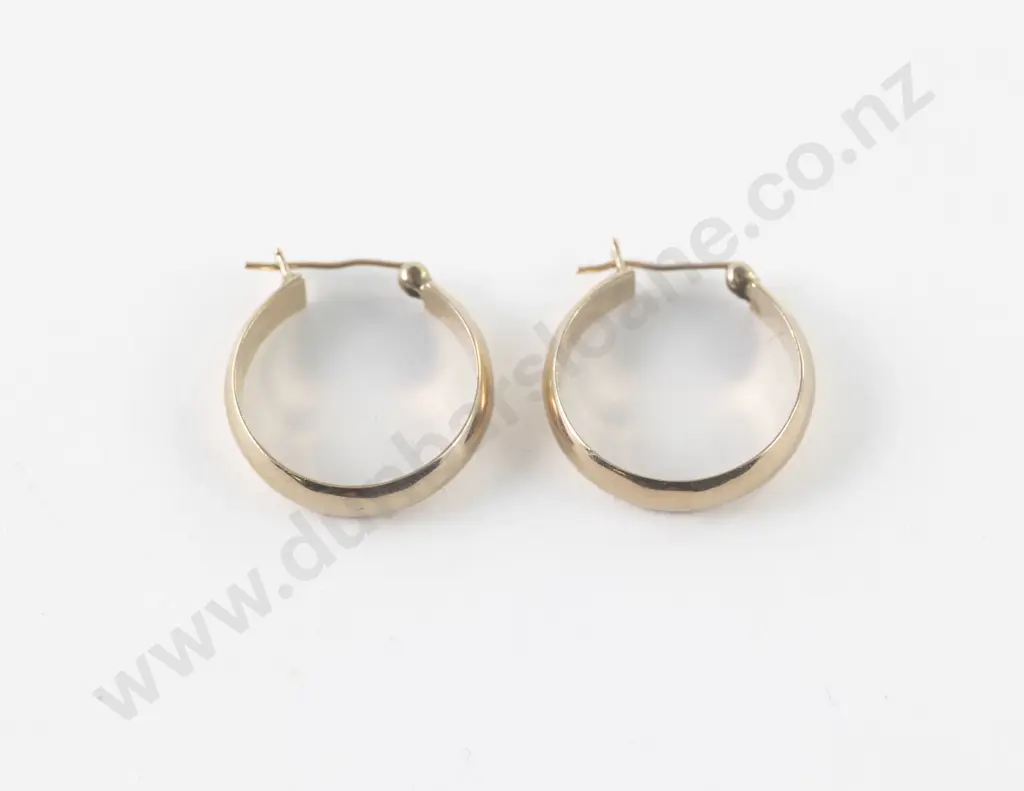 9ct Pair Hoop Pierced Earrings Image 1++