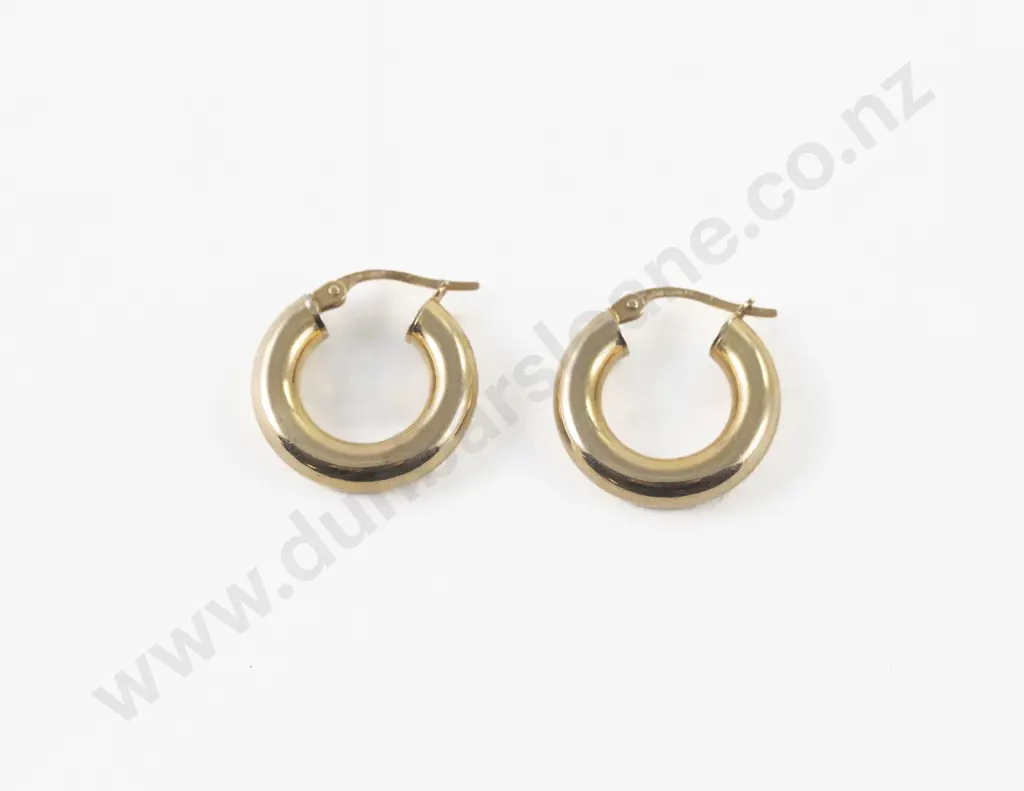 9ct Pair Hoop Pierced Earrings Image 1++
