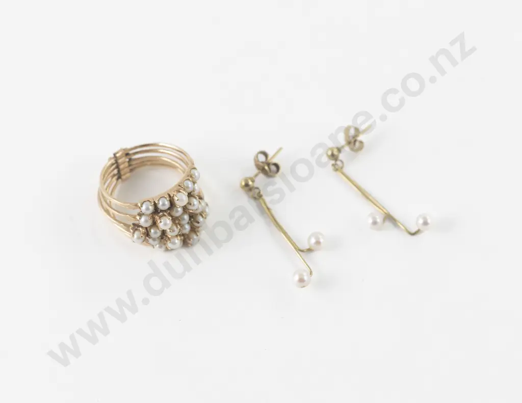 14ct 25stone Pearl Five Band Ring Image 1++