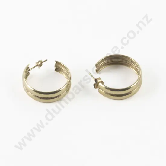 Pair 9ct Double Hoop Pierced Earrings