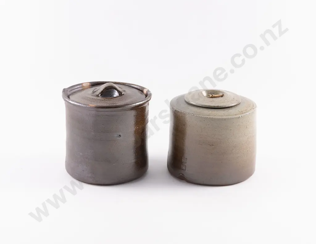 Two Byron Temple Lidded Canisters Image 1++