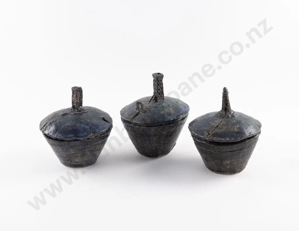 Three Louise Dentice Lidded Vessels (one a/f) Image 1++