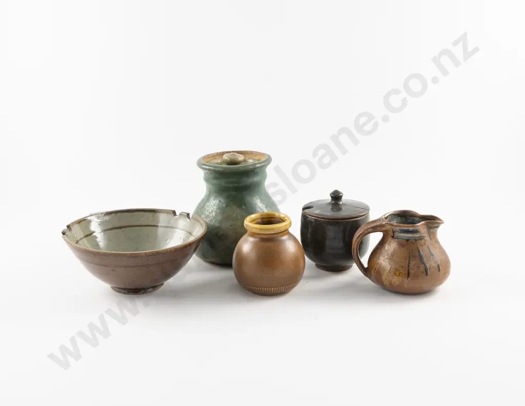 Five Assorted Pieces NZ Pottery (one a/f) Image 1++