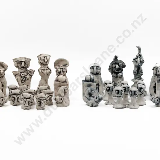 NZ Pottery Part Glazed Figural Chess Set