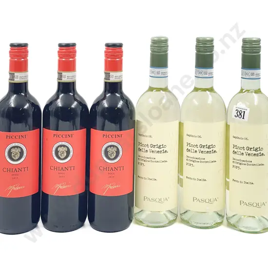 Seven Assorted Italian Red and White Wines