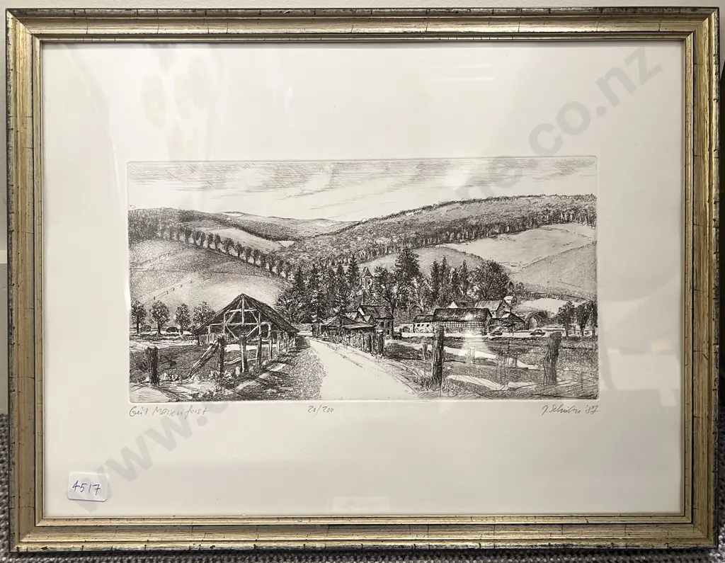 Indistinctly Signed Ltd Ed Etching Together with Similar Image 1++