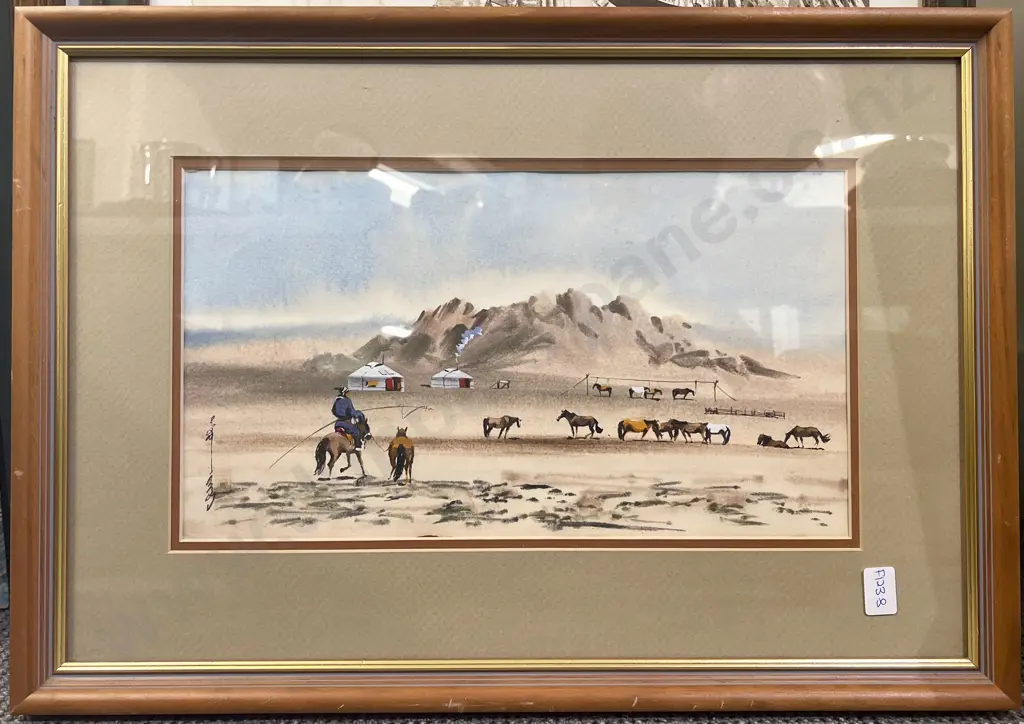 Two Watercolours together with Two Vintage Prints Image 1++