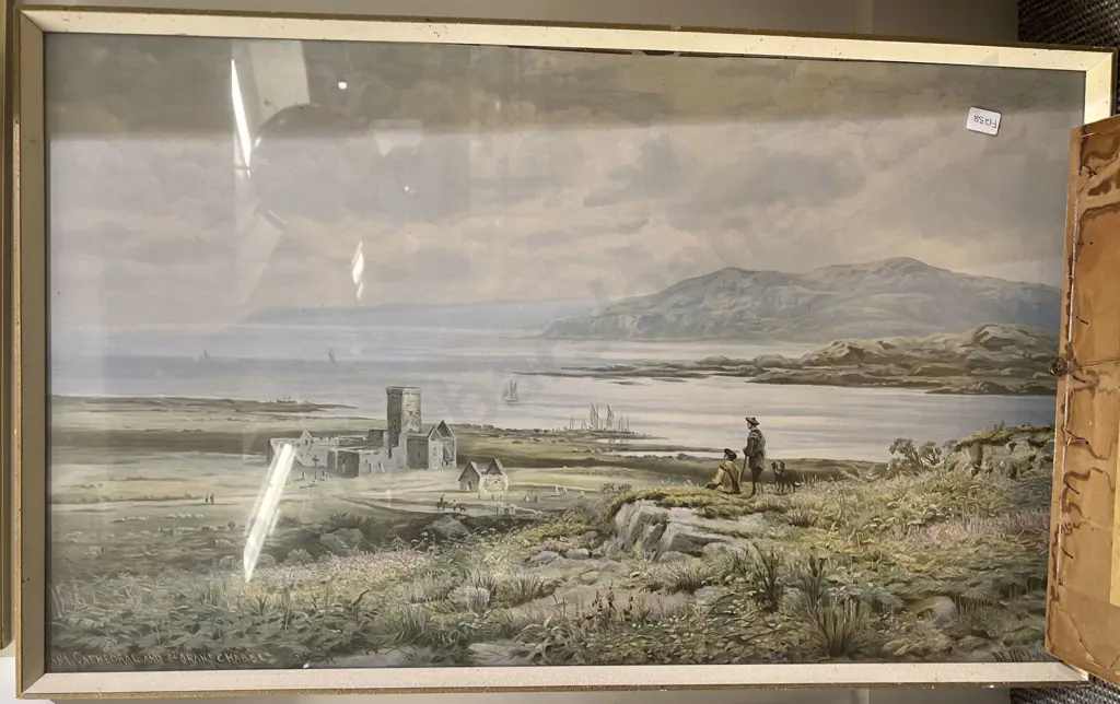 Two Watercolours together with Two Vintage Prints Image 1++