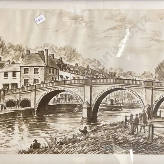 Two Watercolours together with Two Vintage Prints