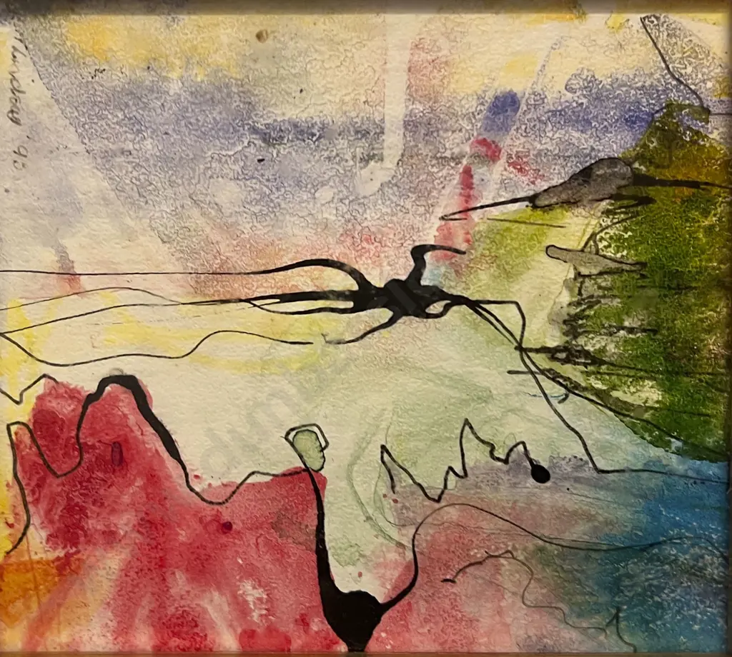Signed Lindsay Abstract Mixed Media together with Nigel Roberts A/P Image 1++