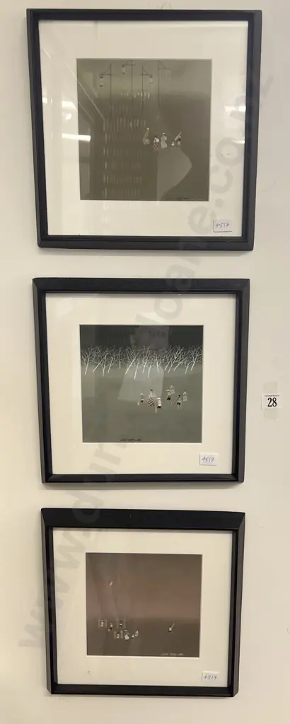 Three Mixed Media Asian Works by the Same Hand Image 1++