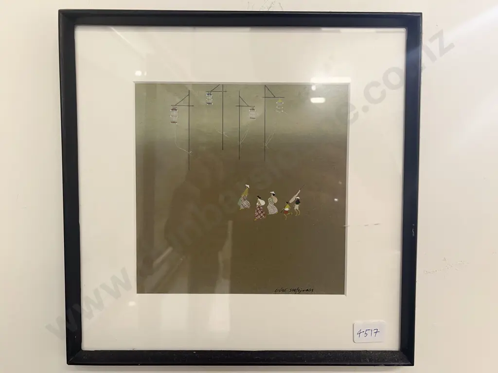 Three Mixed Media Asian Works by the Same Hand Image 1++