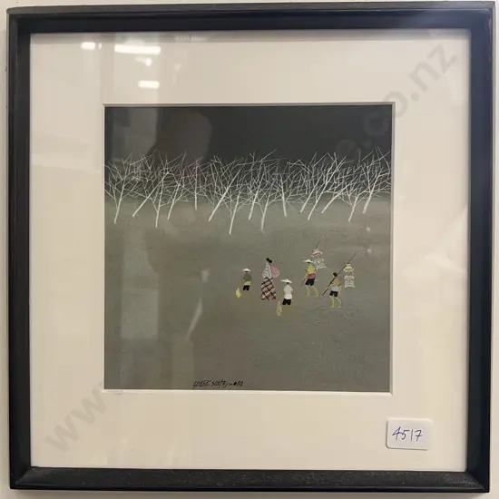 Three Mixed Media Asian Works by the Same Hand