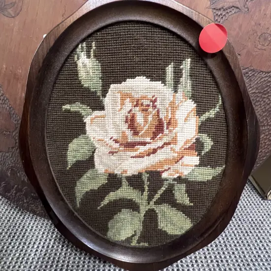 Wooden Poker Work Wall Hanging together with Framed Needle Work