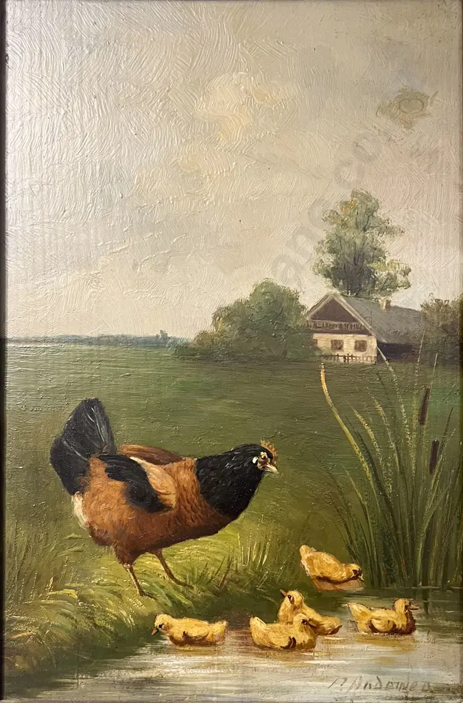A. Anderson Pair of Vintage Bird Studies Oil on Board Image 1++