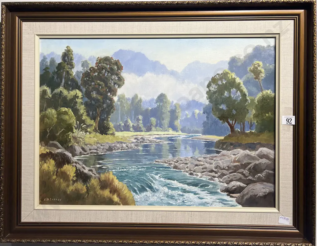 E. B. Lattey "Urewera Stream" Oil on Canvas Image 1++