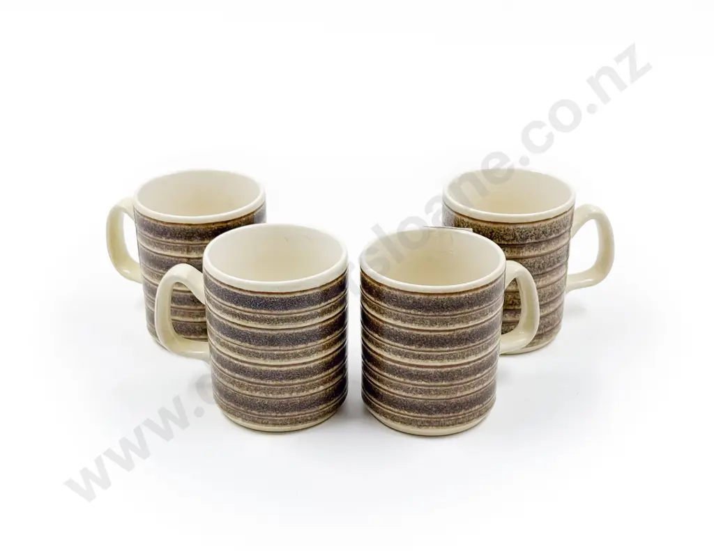 Four Crown Lynn Earthstone Mugs Image 1++